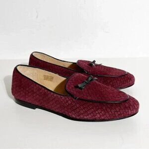 Ron White Women Burgundy basket weave Cashmere Suede Loafer